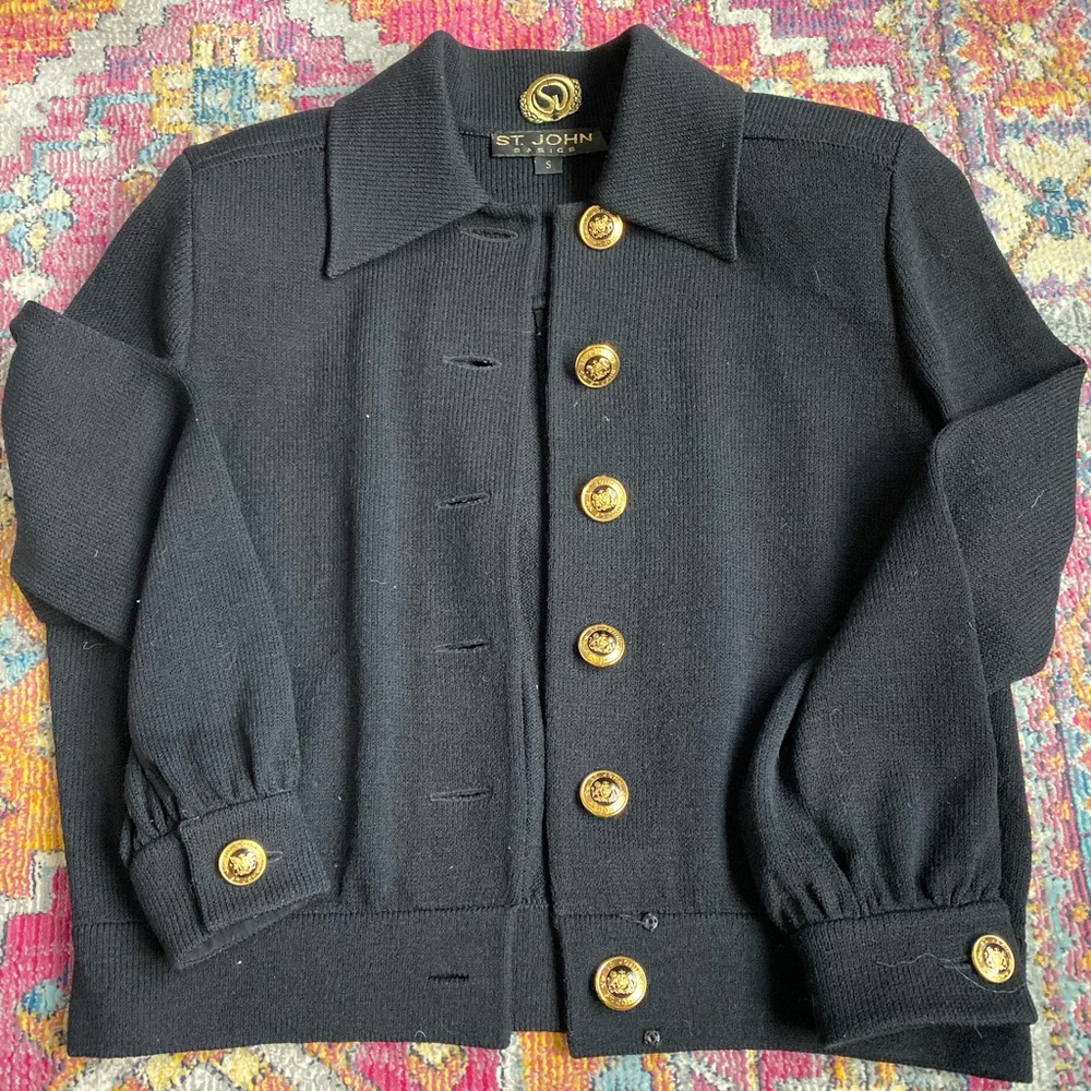 St John Basic Collection Sz Sm Black Cardigan